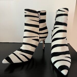 Gianvito Rossi Black and White Heeled Boots zebra